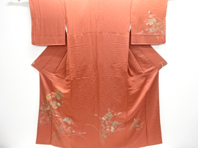 JAPANESE KIMONO / HOMONGI: FLORAL PATTERN EMBROIDERY BASE FABRIC